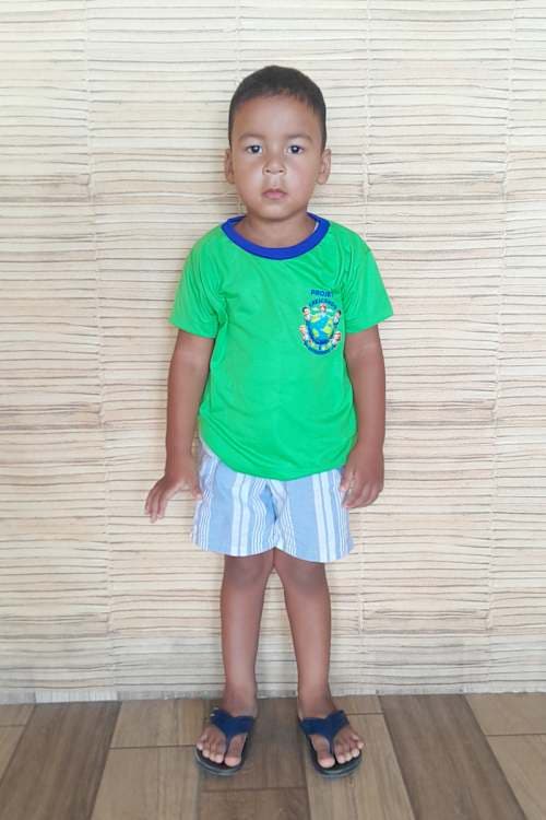 An unsponsored boy named Isaac Gabriel from Brazil who has waited 608 days for a sponsor.