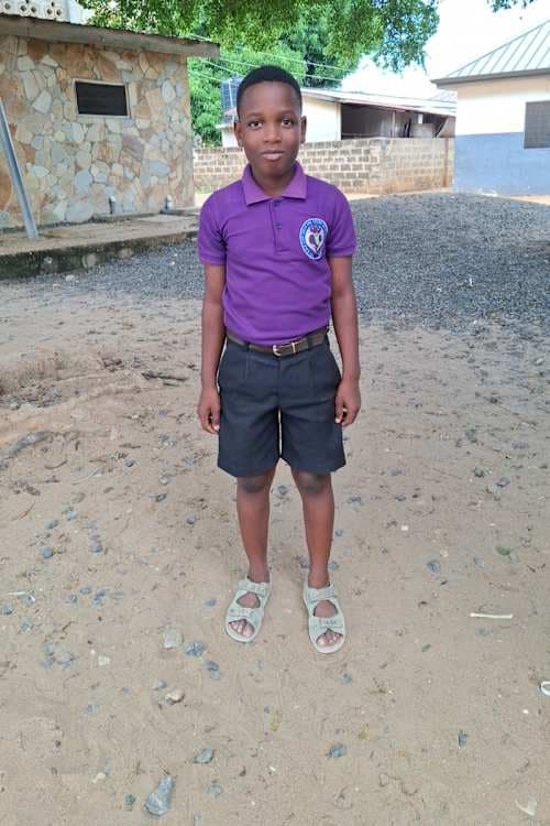 An unsponsored boy named Griffiths from Ghana who lives in an AIDS-affected area and has waited 543 days for a sponsor.