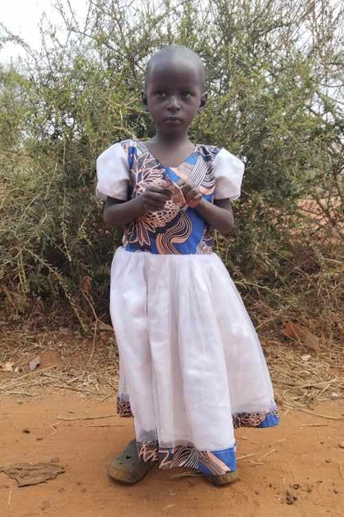 An unsponsored girl named Hafora from Kenya who lives in an AIDS-affected area and has waited 698 days for a sponsor.
