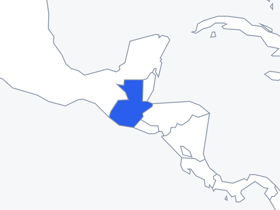 Map of Central America with Guatemala highlighted in blue