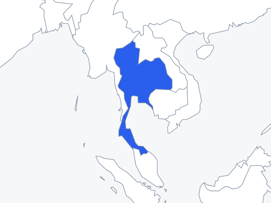 Map of Southeast Asia with Thailand highlighted in blue