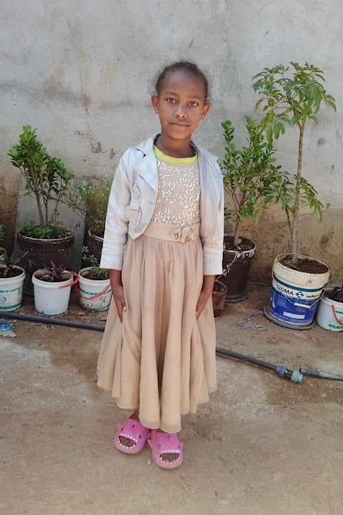 An unsponsored girl named Meraf from Ethiopia who lives in an AIDS-affected area, is vulnerable to exploitation and has waited 491 days for a sponsor.
