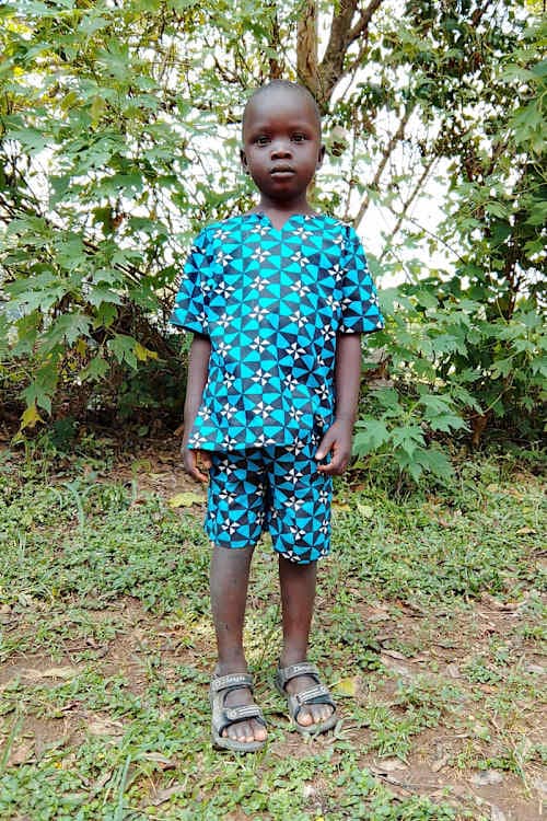 An unsponsored boy named Collins from Kenya who lives in an AIDS-affected area and has waited 550 days for a sponsor.