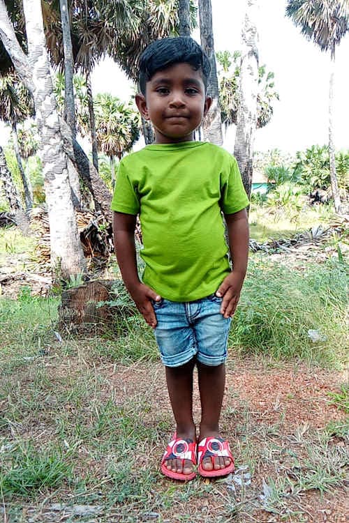 An unsponsored boy named Riyon from Sri Lanka who has waited 375 days for a sponsor.
