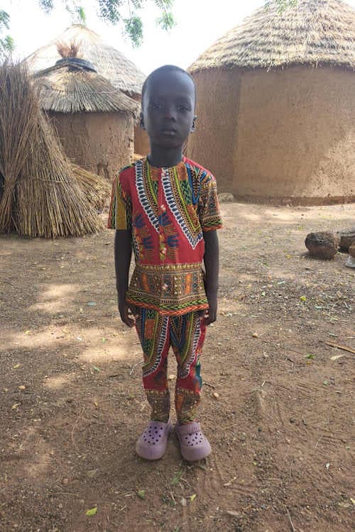 An unsponsored boy named Gabriel from Ghana who lives in an AIDS-affected area and has waited 402 days for a sponsor.