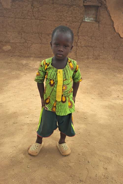 An unsponsored boy named Munkaira from Ghana who lives in an AIDS-affected area and has waited 342 days for a sponsor.