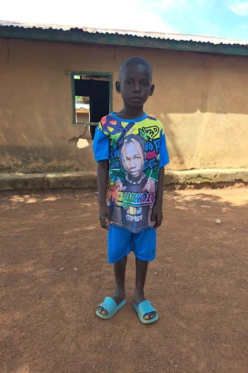 An unsponsored boy named Ndogoe from Ghana who lives in an AIDS-affected area and has waited 339 days for a sponsor.