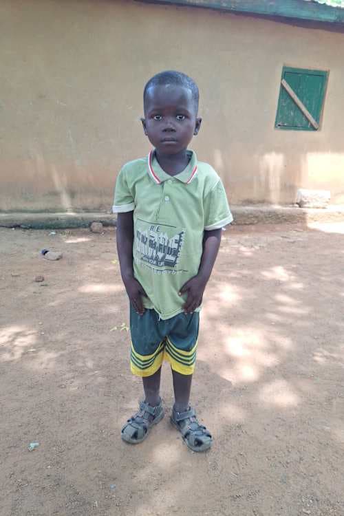 An unsponsored boy named Gideon from Ghana who lives in an AIDS-affected area and has waited 362 days for a sponsor.