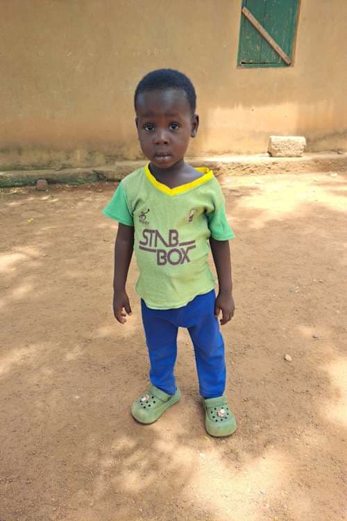 An unsponsored boy named Njorluula from Ghana who lives in an AIDS-affected area and has waited 362 days for a sponsor.