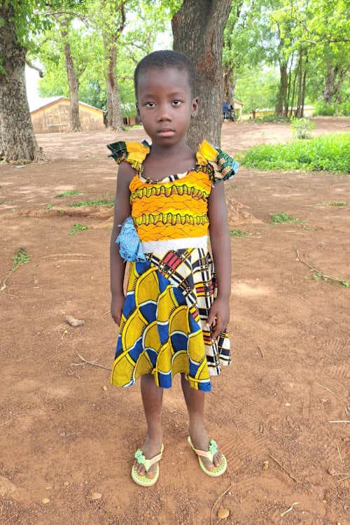An unsponsored girl named Daniela from Ghana who lives in an AIDS-affected area and has waited 430 days for a sponsor.