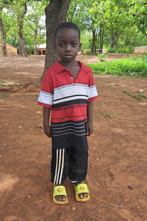 An unsponsored boy named Nteyabe from Ghana who lives in an AIDS-affected area and has waited 430 days for a sponsor.