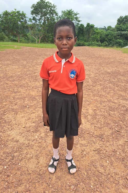 An unsponsored girl named Vicentia from Ghana who lives in an AIDS-affected area and has waited 475 days for a sponsor.