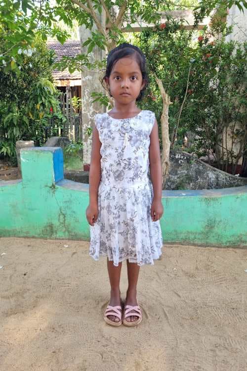 An unsponsored girl named Jebayna from Sri Lanka who has waited 567 days for a sponsor.