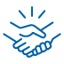 Blue line icon of hands shaking