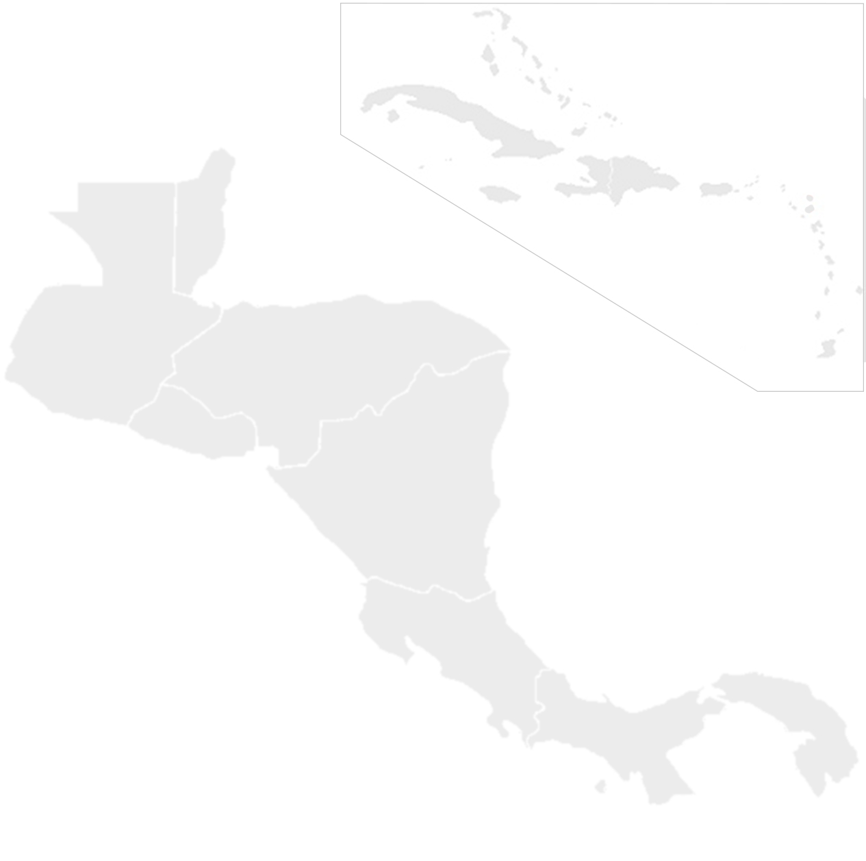 Gray map of Central America and the Caribbean
